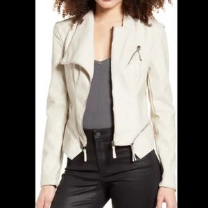 Blank NYC Vegan Leather Moto Jacket Cream